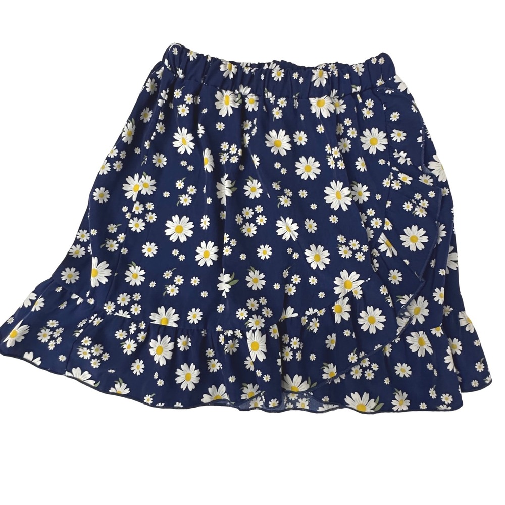 Lily Bleu Girls Blue Daisy Floral Ruffle Skirt Size 10 Kids Cottagecore